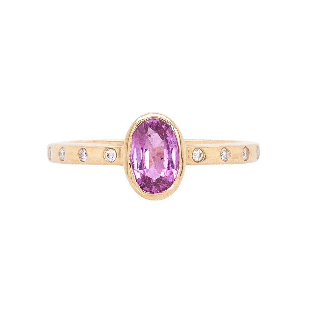 1.13cts Ceylon Pink Sapphire Ring In Solid 14k Gold With Diamond Accents